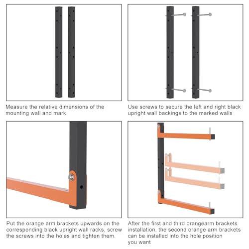 Lumber Rack Wall Mount (Orange / A– 6 Pack, 9-Tier)