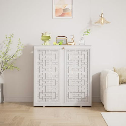 Indoor Outdoor Storage Cabinet Waterproof with Shelf (White)