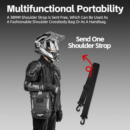 Motorcycle Crash Bar Bag Waterproof 6L Motorcycle Frame Bag Saddle Bag Side Bag with Shoulder Strap (Black 7L)