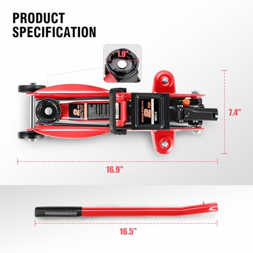2 Ton Low Profile Hydraulic Floor Jack (Red / 2 ton)