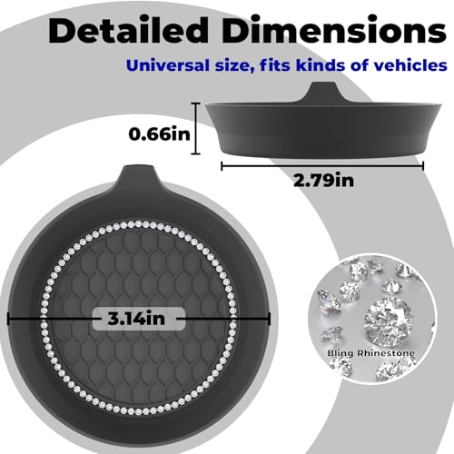 2 PCS Car Cup Coasters (Black*2PCS / With Diamonds)