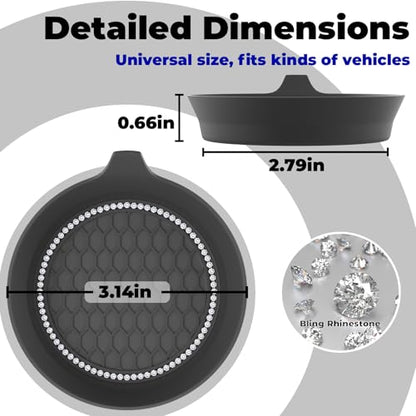 2 PCS Car Cup Coasters (Black*2PCS / With Diamonds)