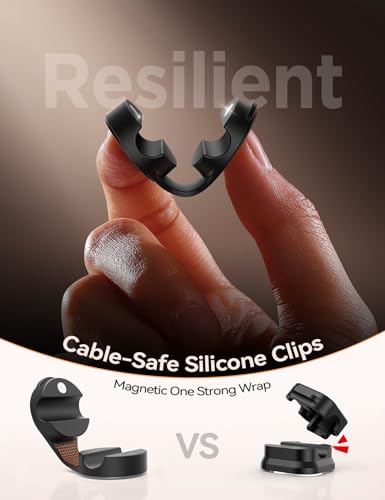 8 Pack Silicone Cord Organizer Magnetic Cable Clips (Black)