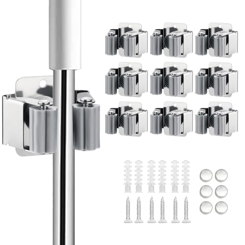 9PCS Broom and Mop Holder (Silver / 9)