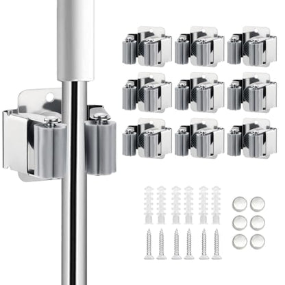9PCS Broom and Mop Holder (Silver / 9)