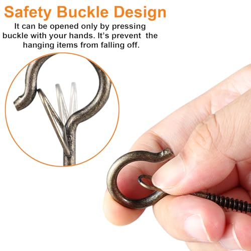 96 PCS Q Hanger Hooks with Safety Buckle (Copper / 96 Pcs)