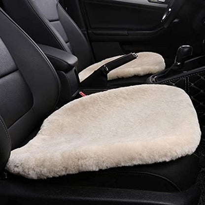 Genuine Sheepskin Car Seat Cover for Fuzzy Soft Fur Wool Cushion (Pearl)
