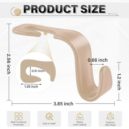 4 Pack Car Seat Headrest Hooks (4pc / Beige)