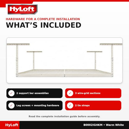 Overhead adjustable Garage Storage Rack (White / Storage)