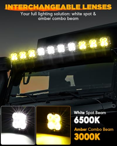 XP Ultra Series 3 Inch LED Pod Light 80W Offroad Driving Lights (XP-Ultra 3 Inch Amber Combo & White Spot)