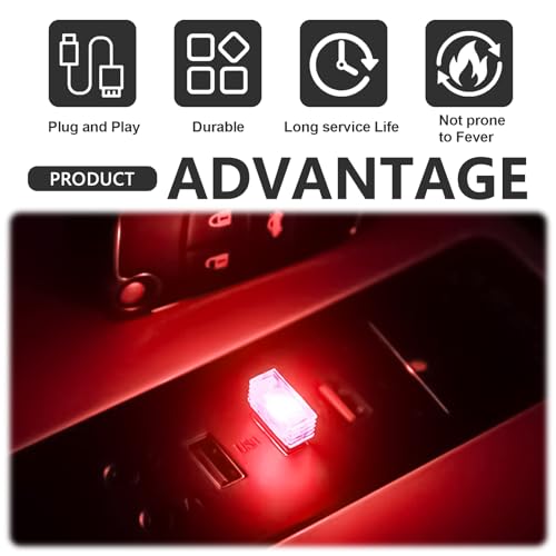 4 PCS USB LED Car Interior Ambient Lighting Kit (4pcs red)