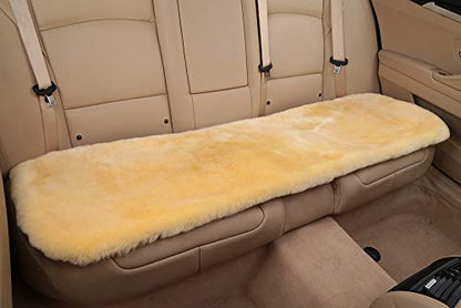 Genuine Sheepskin Car Rear Seat Cover for Fuzzy Fur Wool Cushion (Golden Yellow)