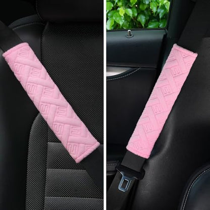 2 Pack Universal Car Shoulder Strap Pads Cover for A More Comfortable Driving (Cherry Blossom Pink)