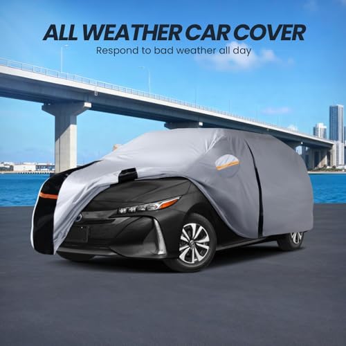 Multi Layer Car Cover Custom Fit for Toyota Prius (W.Custom Fit Toyota Prius / White Car Cover)