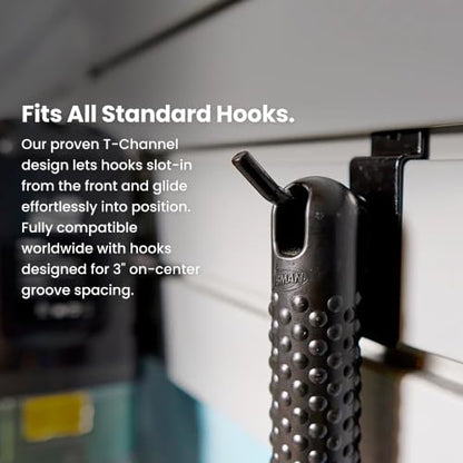 Heavy Duty 8'H x 4'W PVC Garage SlatWall Storage System (Black / 8'H x 4'W)