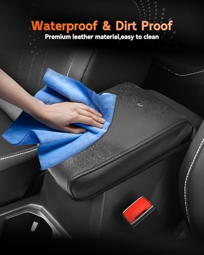 for 2022 2023 2024 2025 2026 Volkswagen Taos Center Console Cover Armrest Cover for Taos Accessories Middle Console Arm Rest Protector (Taos Thin Black Leather)