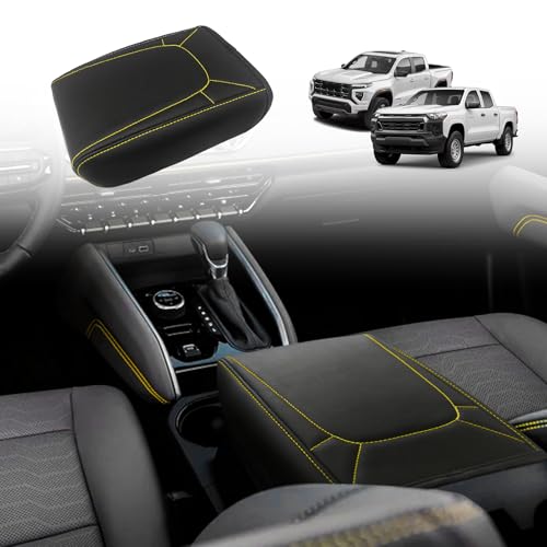 Armrest Cover for Colorado Canyon 2023+ (5) 23+ |Colorado & Canyon| Yellow Stitch, Regular)
