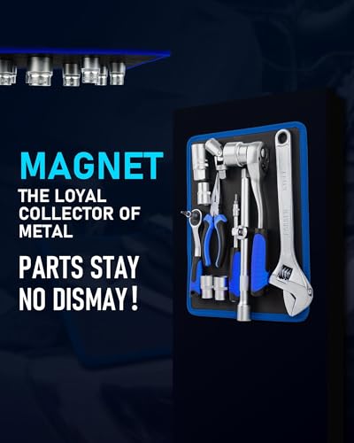 Magnetic Tool Mat Set (4 Magnetic Pads & Pickup Tools & Inspection Mirror)