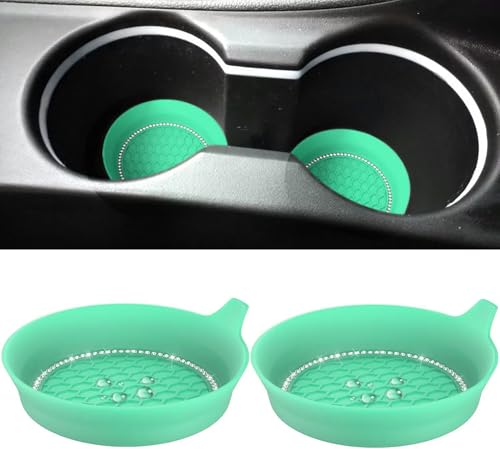 2 PCS Car Cup Coasters (Green*2pcs / With Diamonds)