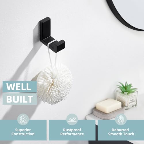 Towel Hook for Bathroom (Matte Black)