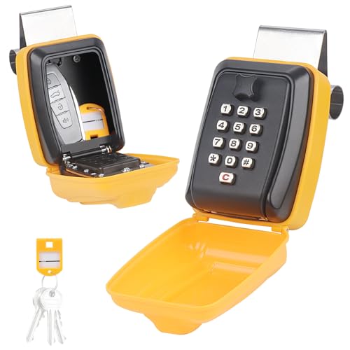 Car Window Punch Button Lock Box (DeepYellow Car Lock Box with Black Keypad)