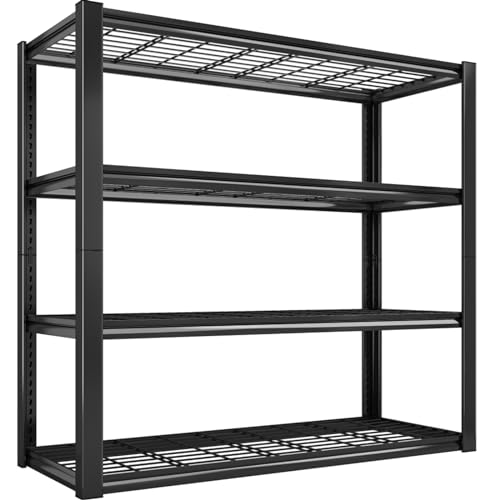 40" W Storage Shelves with Wire Mesh Panels for Garage Organization (Black)