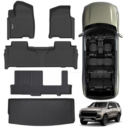 Floor Mats & Trunk Mat for Chevrolet Tahoe 2021 (2021-26|For Chevrolet Tahoe 8Seats|Full Set)