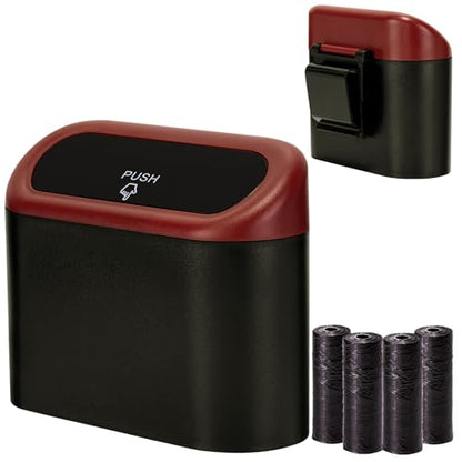 Mini Car Trash Can with Lid (Black/Red)