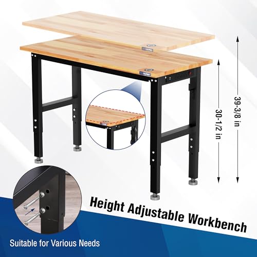 48" Adjustable Workbench with Wheels and Leveling Foot (48"x22" 2-IN-1 Workbench)