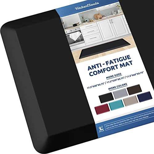 Kitchen Mat Cushioned Anti Fatigue Kitchen Rug Non Slip Standing Mat Comfort Floor Mats for Sink Office (Black / 39"L x 17.3"W x 0.8"Th)