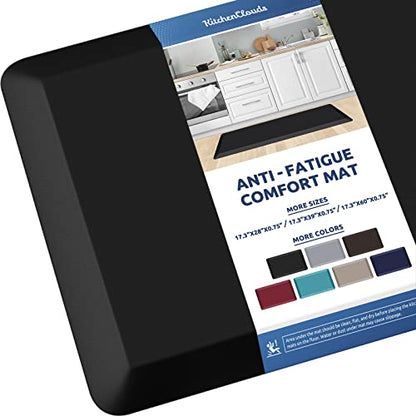 Kitchen Mat Cushioned Anti Fatigue Kitchen Rug Non Slip Standing Mat Comfort Floor Mats for Sink Office (Black / 39"L x 17.3"W x 0.8"Th)