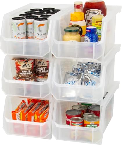 Akro Mils ReadySpace Large Stackable Plastic Storage Bins (Clear / Large, 6-Pack)
