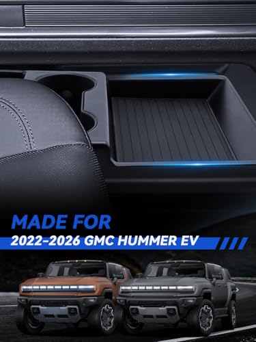 for Hummer Lower Center Console Organizer 2023 2024 2025 2026 GMC Hummer EV SUV Accessories 2 Pcs Set with Center Console Organizer + Cup Holder Durable ABS Plastic (for 2023-2026 GMC Hummer)