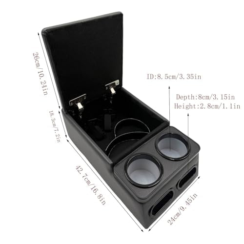 Car Center Console with Cup Holders (Charcoal gray)