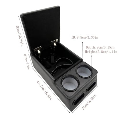 Car Center Console with Cup Holders (Charcoal gray)