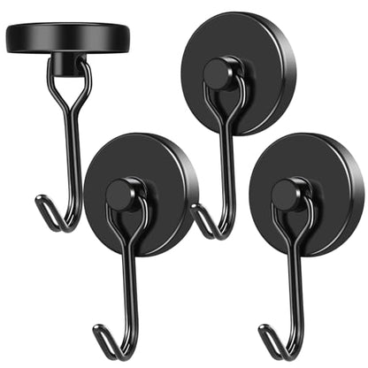 Black Magnetic Hooks Heavy Duty 80LB+ Swivel Strong Magnet Hook (Black / 0.98in)