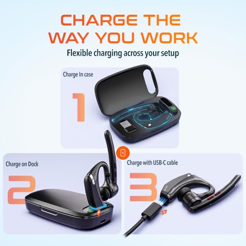 95X Bluetooth Mono Computer Headset with Charging Case