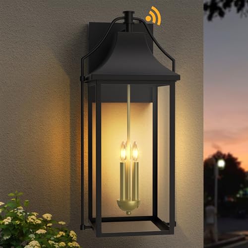25IN Dusk to Dawn Outdoor Light (Black(with Gold Base) / 25-inch 3-e12 Base)