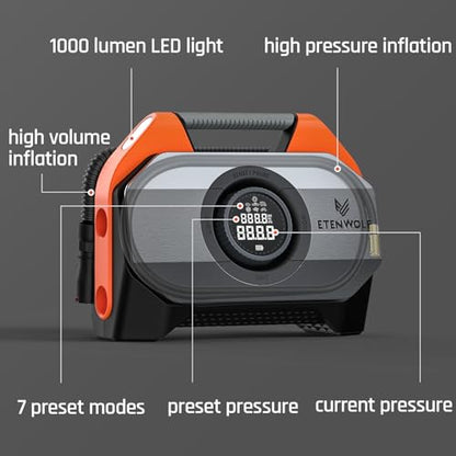 VORTEX S6 Tire Inflator Portable Air Compressor (Dark Cyan / 19200 Mah)