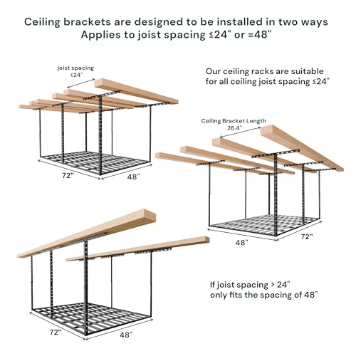 4x6 Garage Storage Overhead Rack Organization (Black / 4*6 FT - 2 Pcs)