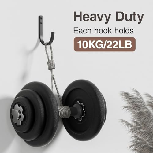 22LB Wall Hooks for Hanging Towel (Black / 5 Pack)