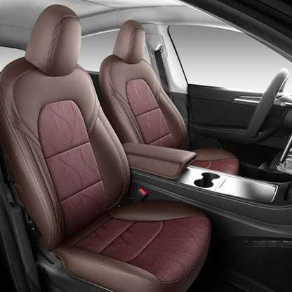 Tesla Model Y Seat Cover Full Set (Brown)