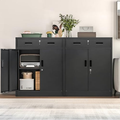 Metal Storage Cabinet (Black / 36" H x 28" W x 16" D)