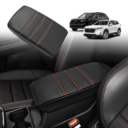 Armrest Cover for Honda CR (11) 23+ |CR-V| Black/Orange Stitching, Regular)