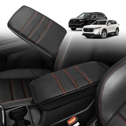 Armrest Cover for Honda CR (11) 23+ |CR-V| Black/Orange Stitching, Regular)