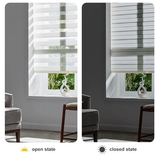 Cordless Zebra Blinds for Windows Free (34.5"w X 64"h / Cream)
