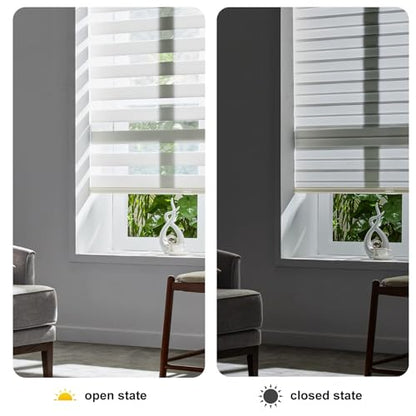 Cordless Zebra Blinds for Windows Free (34.5"w X 72"h / Cream)