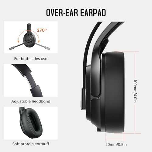 Upgrated Trucker Bluetooth Headset with ENC Microphone (Headset with Replaceable EarPad)