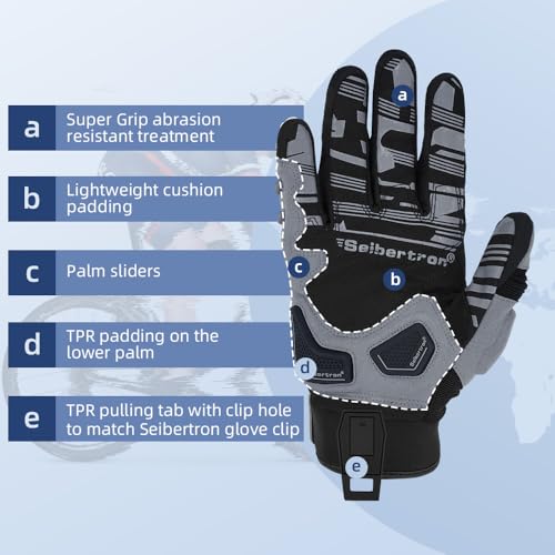 SPS 1 Unisex Touchscreen Road Racing Motorcycle MTB Sports Gloves Also fit BMX MX ATV Mountain Bike Bicycle Cycling Off (Grey SPS-1 / L Adult)