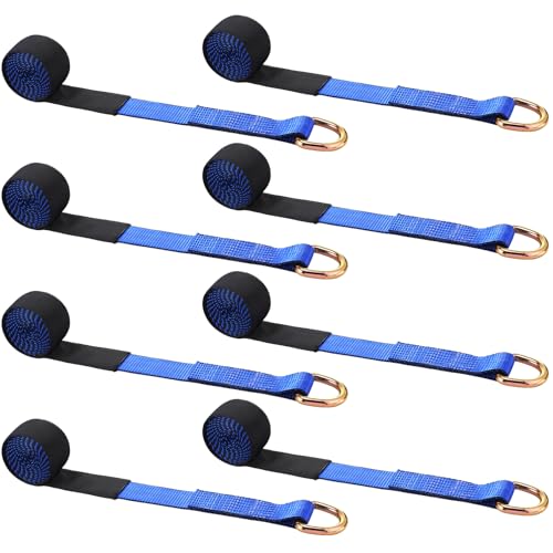 8 Pack Lasso Tow Truck Straps with D Ring 11 (2" X 8 ft / Blue)